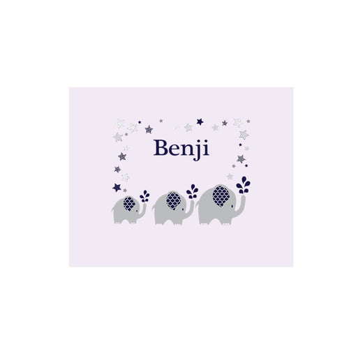 Personalized Wall Canvas with Navy Elephant design