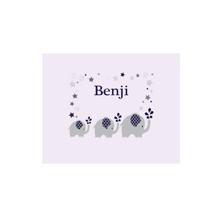 Personalized Wall Canvas with Navy Elephant design