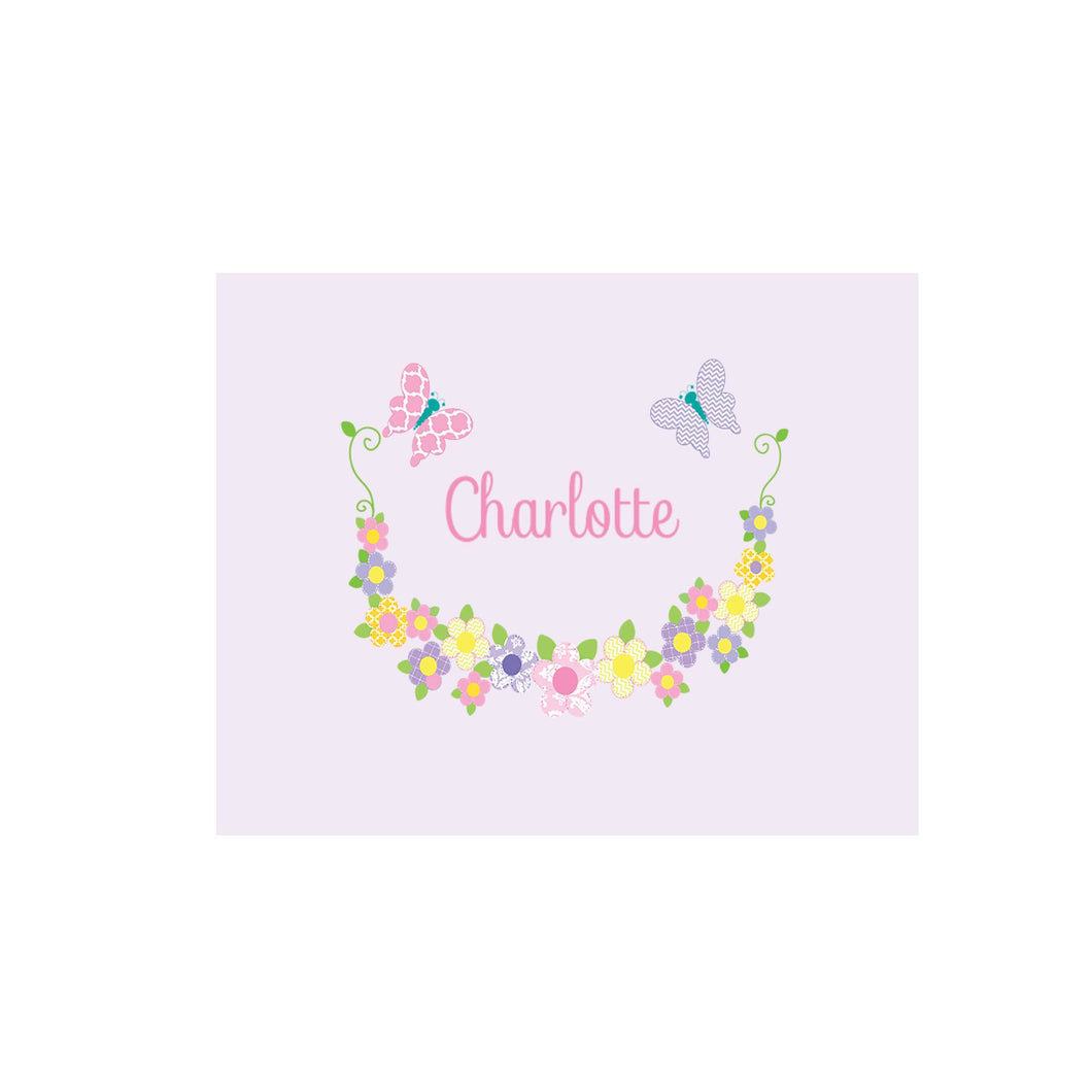 Personalized Wall Canvas with Pastel Butterflies design