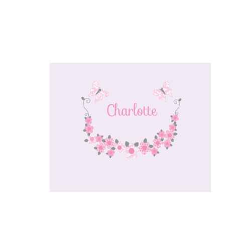 Personalized Wall Canvas with Pink and Gray Butterflies design