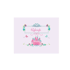 Personalized Wall Canvas with Pink Teal Princess Castle design