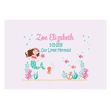 Personalized Wall Canvas with Brunette Mermaid Princess design