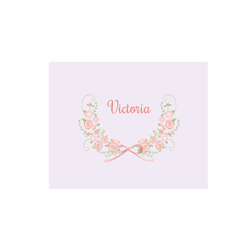 Personalized Wall Canvas with Blush Floral Garland design