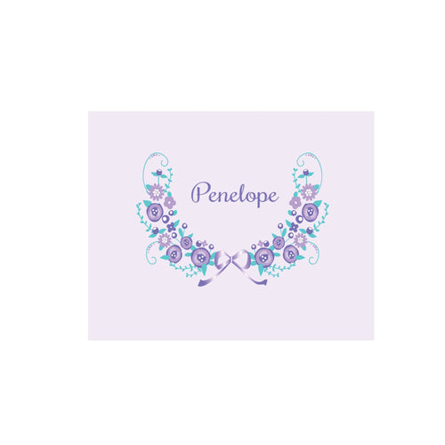 Personalized Wall Canvas with Lavender Floral Garland design