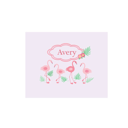 Personalized Wall Canvas with Palm Flamingo design