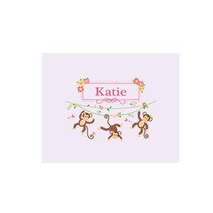 Personalized Wall Canvas with Monkey Girl design