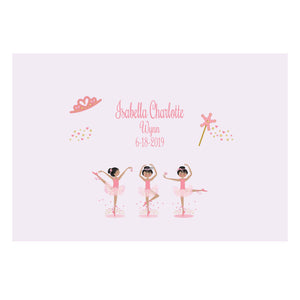 Personalized Wall Canvas with Ballerina Black Hair design