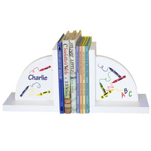 Personalized White Bookends with Crayon design