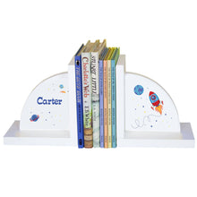 Personalized White Bookends with Rocket design