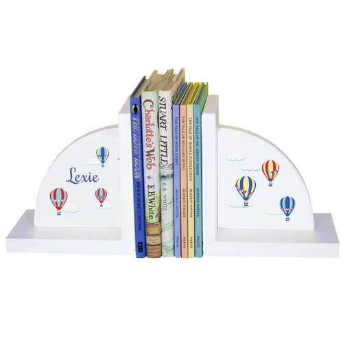 Personalized White Bookends with Hot Air Balloon Primary design