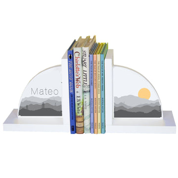 Personalized White Bookends with Blue Farm Truck design