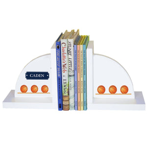 Personalized White Bookends with Basketball design