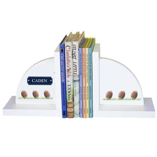 Personalized White Bookends with Football design