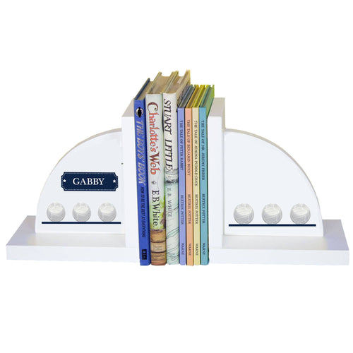 Personalized White Bookends with Volley Balls design