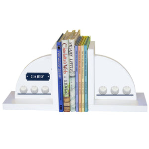 Personalized White Bookends with Volley Balls design
