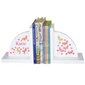 Personalized White Bookends with Butterflies Yellow Pink design