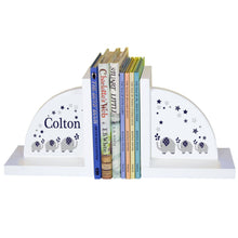 Personalized White Bookends with Navy Elephant design