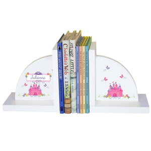Personalized White Bookends with Princess Castle design