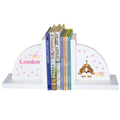 Personalized White Bookends with Pink Puppy design