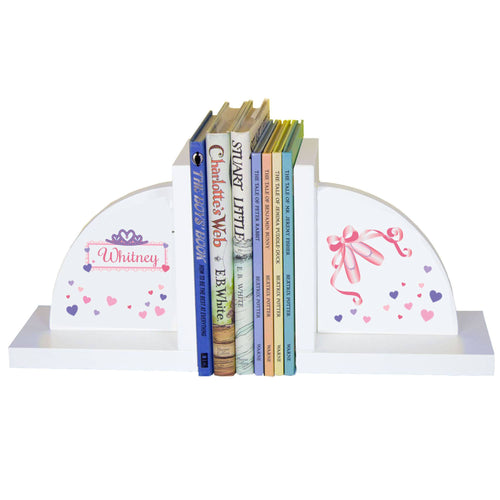 Personalized White Bookends with Ballet Princess design