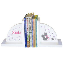 Personalized White Bookends with Kitty Cat design