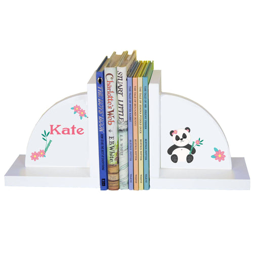 Personalized White Bookends with Panda design