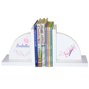 Personalized White Bookends with Fairy Princess design