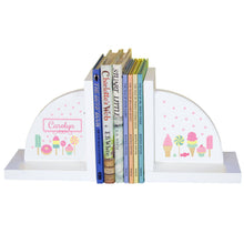 Personalized White Bookends with Sweet Treats design
