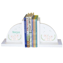 Personalized White Bookends with Classic Bunny design