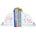 Personalized White Bookends with Palm Flamingo design
