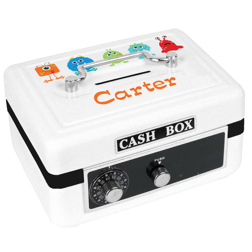 Personalized White Cash Box with Monster Mash design