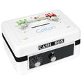 Personalized White Cash Box with Red Tractor design