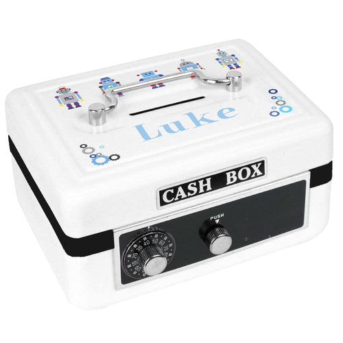 Personalized White Cash Box with Robot design