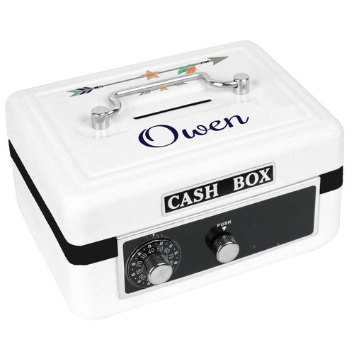 Personalized White Cash Box with Tribal Arrows Boy design