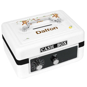 Personalized White Cash Box with Monkey Boy design