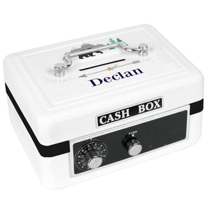 Personalized White Cash Box with Mountain Bear design