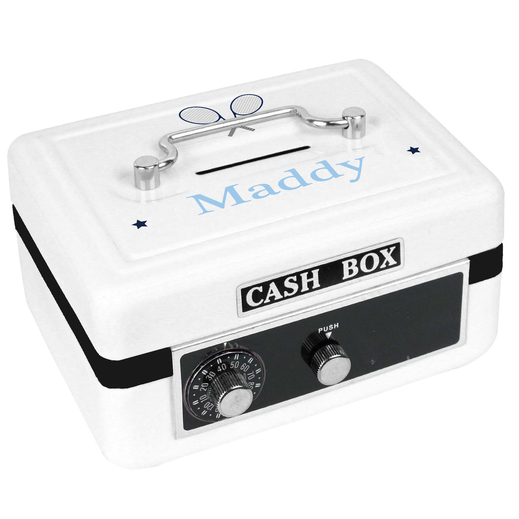 Personalized White Cash Box with Tennis design