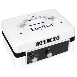 Personalized White Cash Box with Field Hockey design
