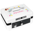 Personalized White Cash Box with Brunette Mermaid Princess design