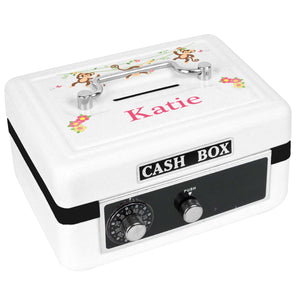 Personalized White Cash Box with Monkey Girl design