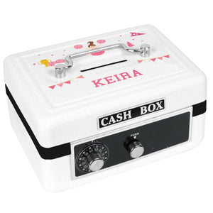 Personalized White Cash Box with Cheerleader Brunette Hair design