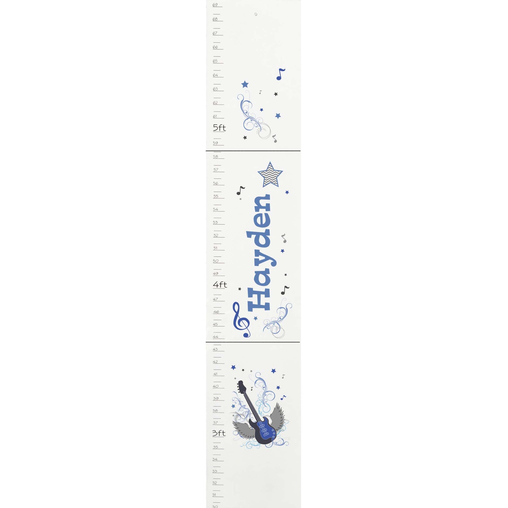 Personalized White Growth Chart With Rock Star Blue Design