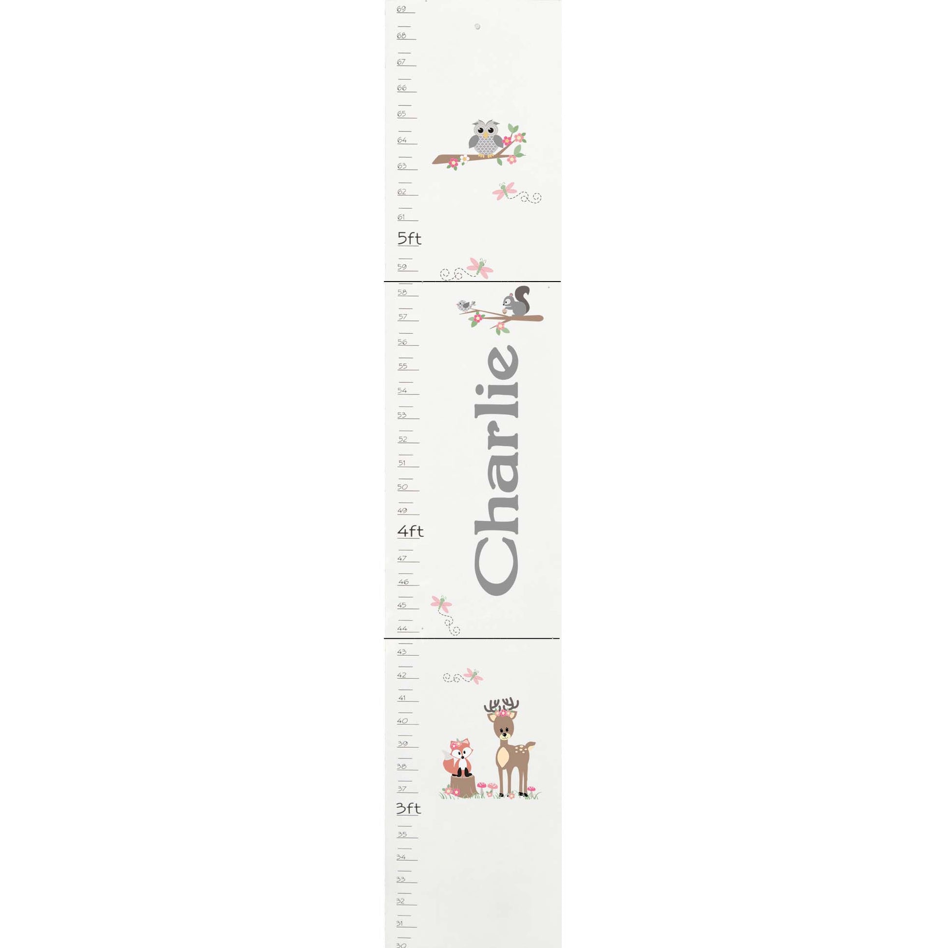 Personalized White Growth Chart With Woodland Gray Design
