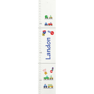 Personalized White Childrens Growth Chart with Jungle Animals Boy design