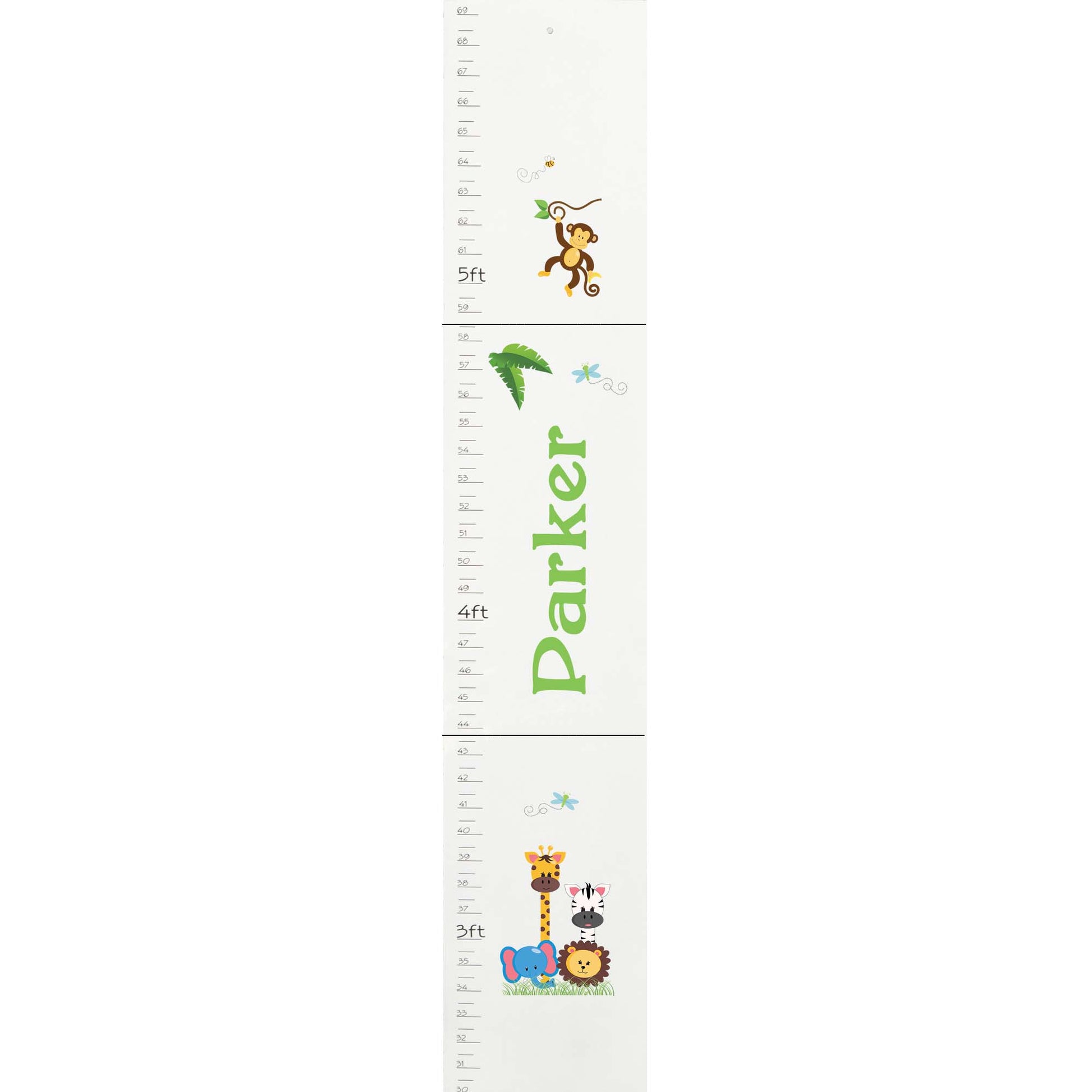 Personalized White Childrens Growth Chart with Stitched Stars design