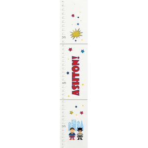 Personalized White Growth Chart With Superheros Design