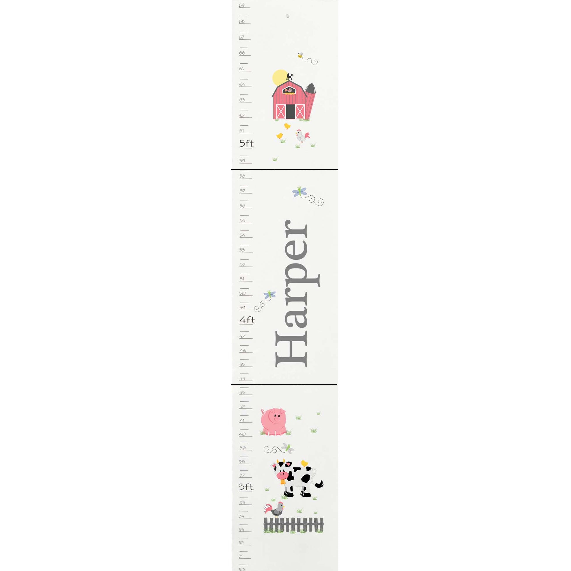 Personalized White Growth Chart With Barnyard Pastel Design