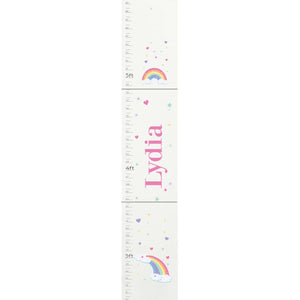Personalized White Growth Chart With Rainbow Pastel Design