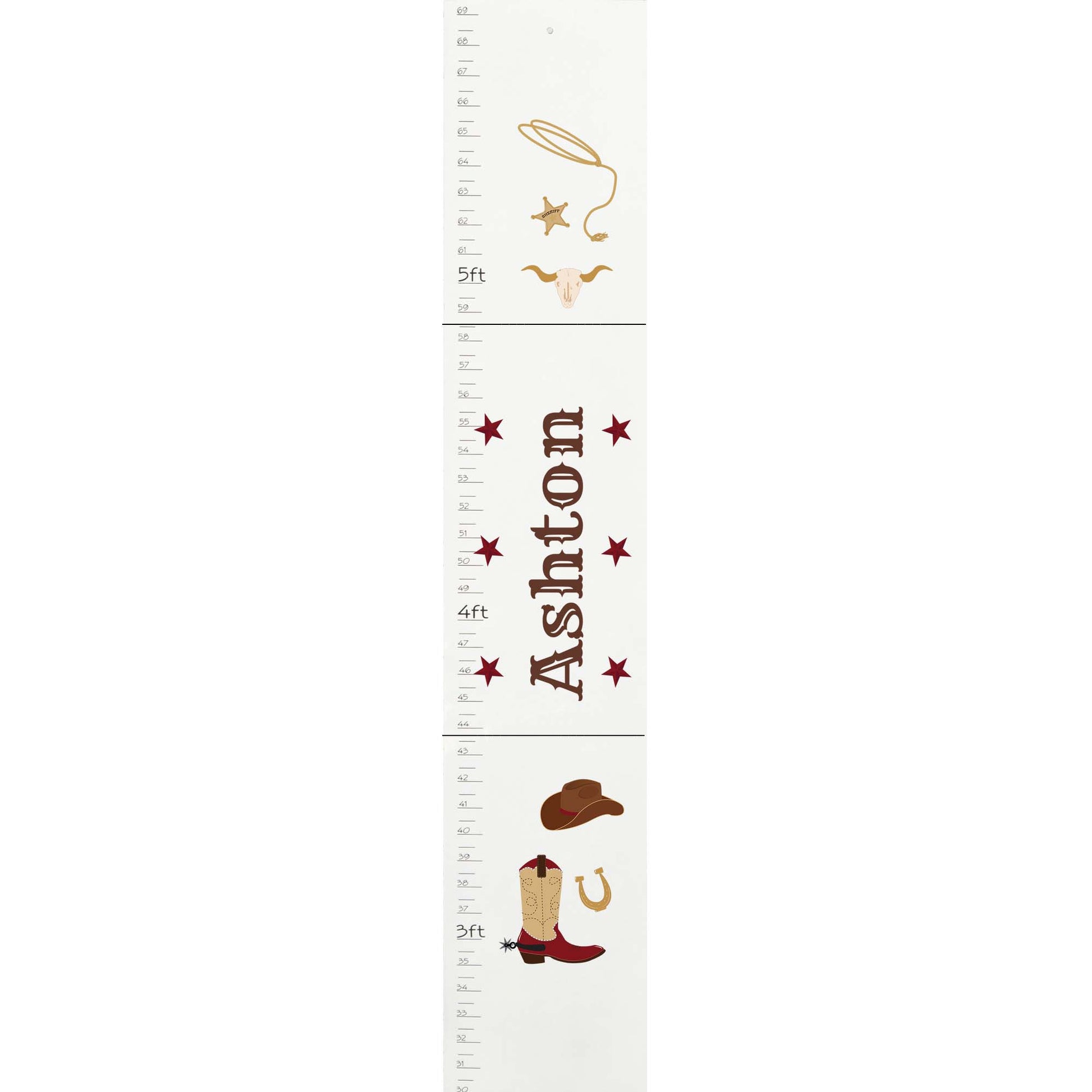 Personalized White Growth Chart cowboy