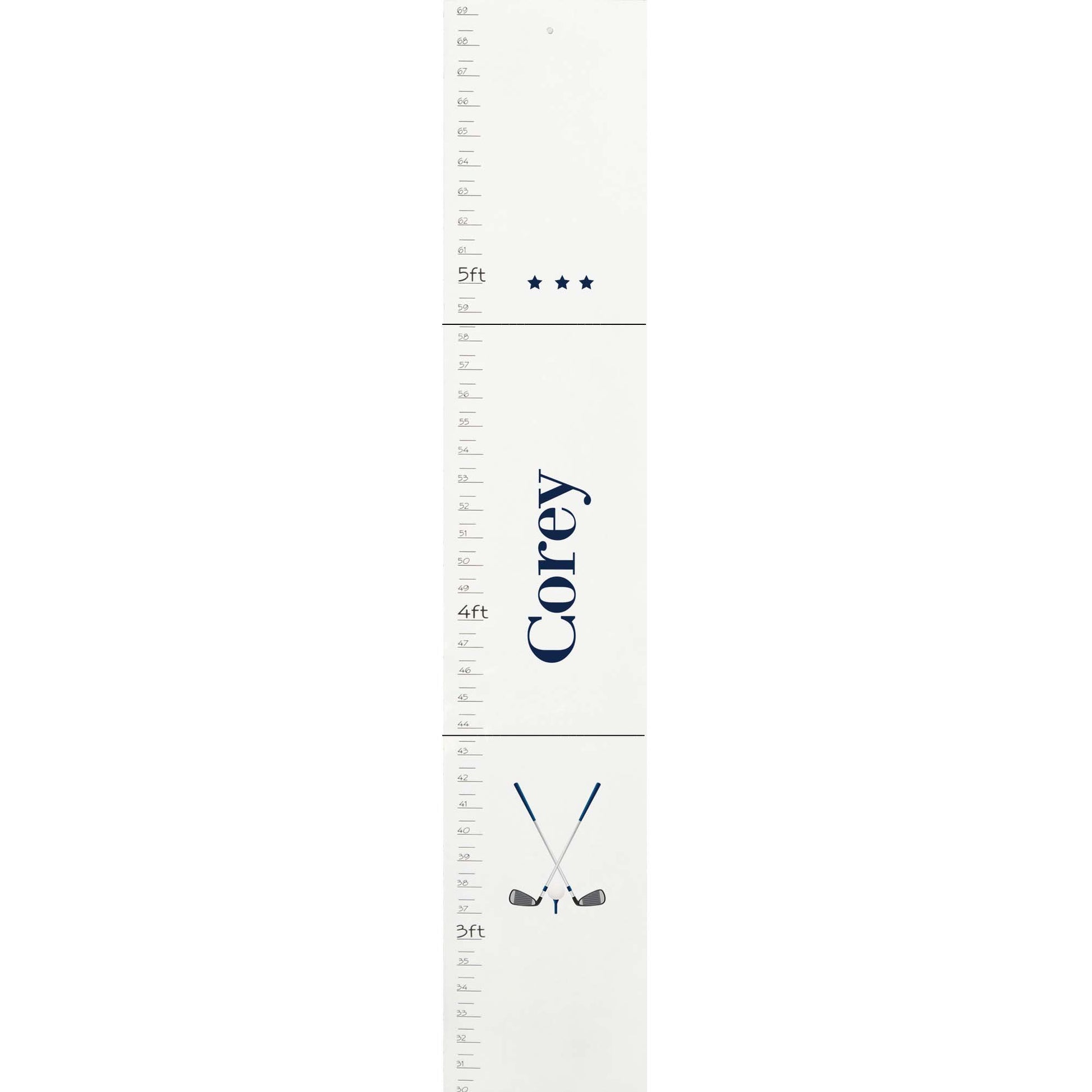 Personalized White Growth Chart With Golf Design